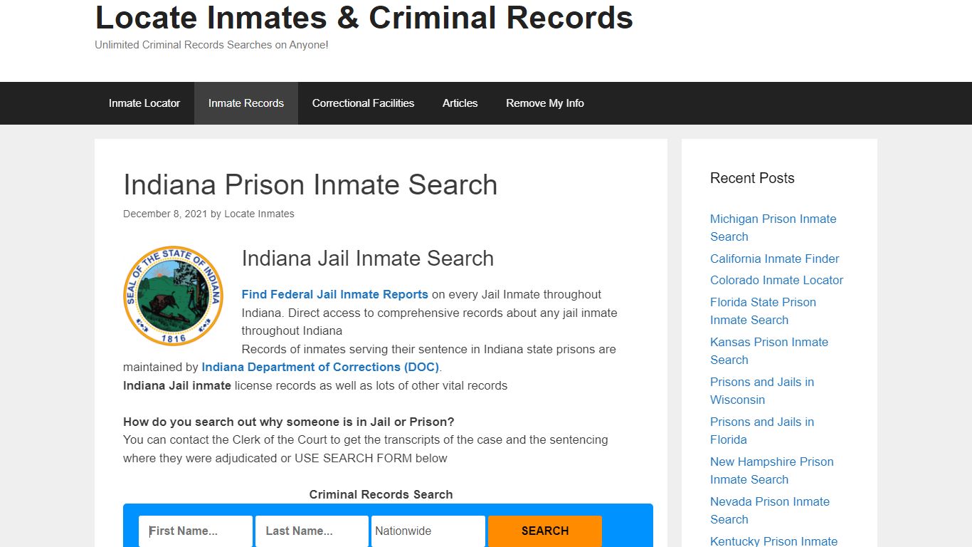 Indiana Prison Inmate Search – Locate Inmates & Criminal ...