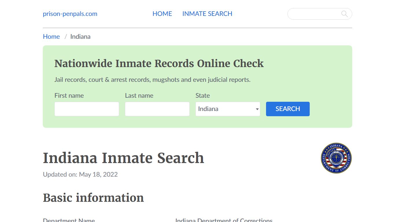Indiana Inmate Search - prison pen pal s